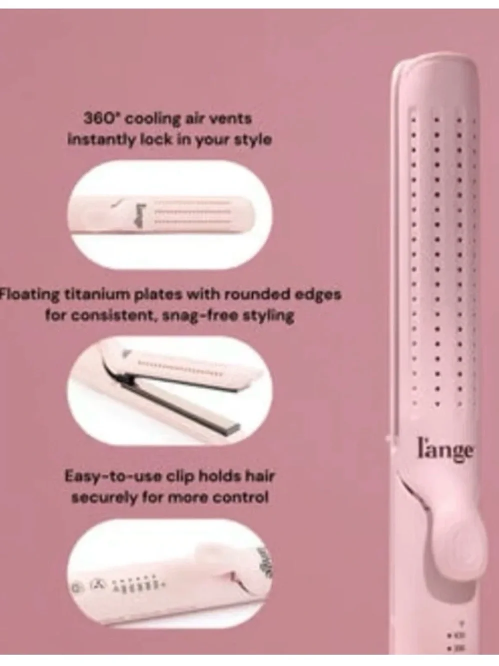 L'ANGE HAIR Le Duo Grande 360° Airflow Straightener - Blush